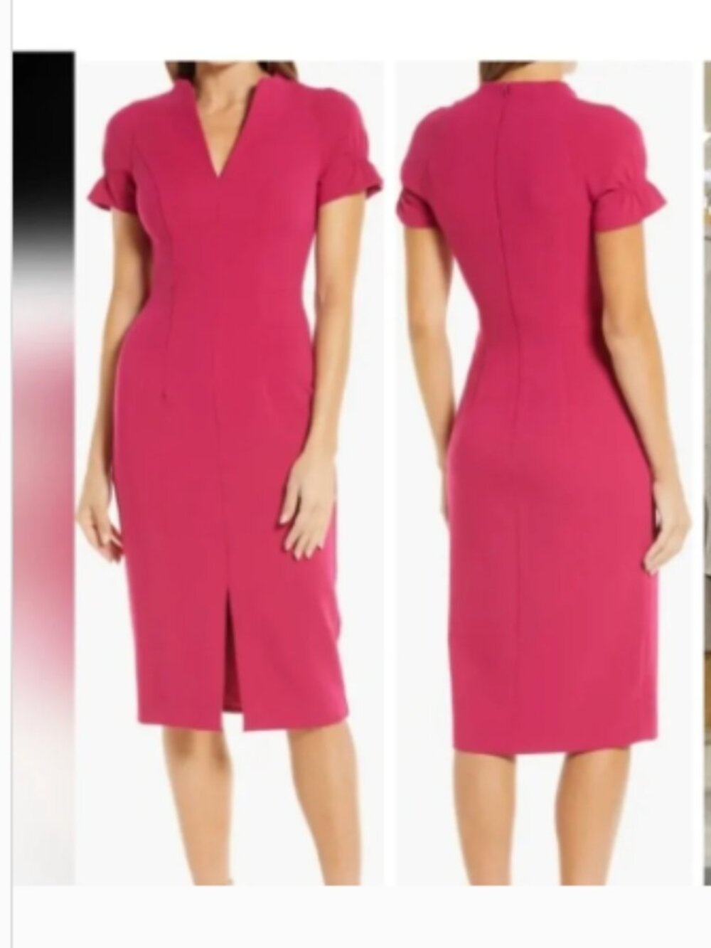 Black Halo pink Sheath Dress begonia puff Los Angeles Structured Cocktail midi